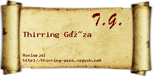 Thirring Géza névjegykártya